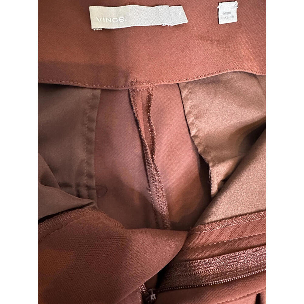 Vince Wide Leg High Rise Trouser Womens 10 Rust Red Dress Pants Pleated - Picture 5 of 7